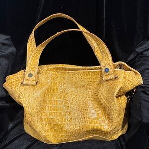 Jessica Simpson Yellow Crocodile-Embossed Shoulder Bag